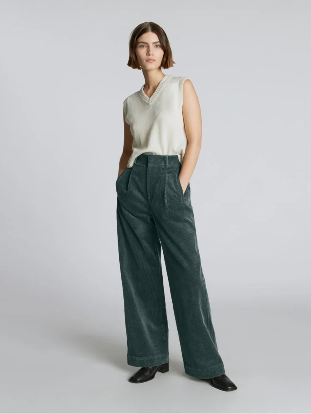 Everlane THE CORDUROY WAY-HIGH® DRAPE PANT evergreen